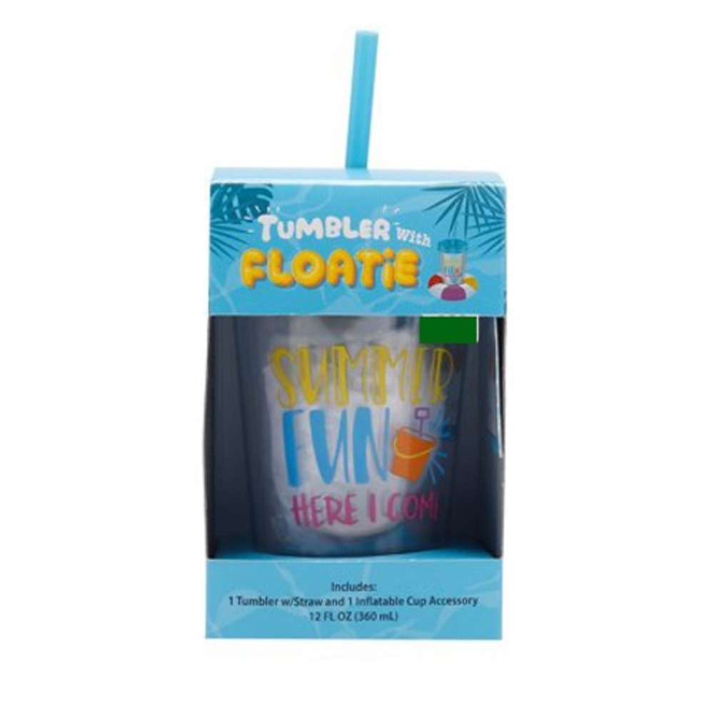 Tumbler with Floatie Kids 12oz Blue New Summer Fun Here I Come Straw